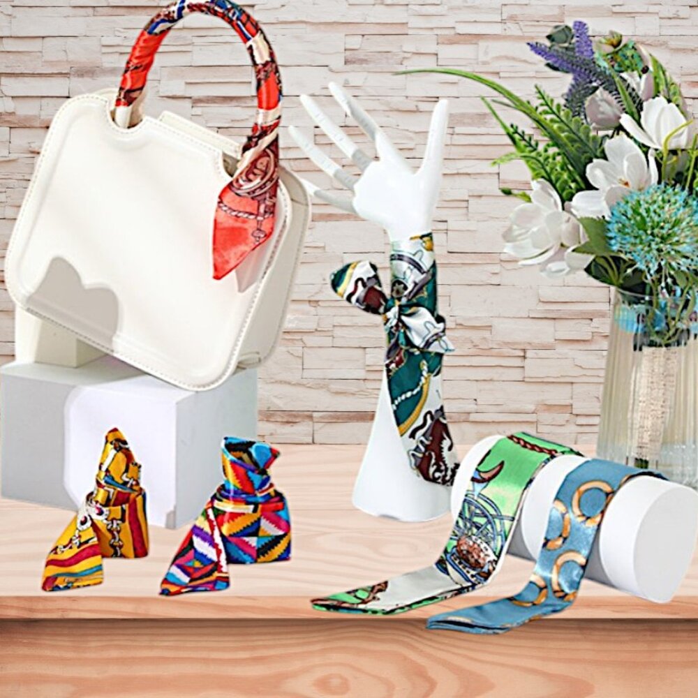 10 Pack of Assorted Colorful Bag Scarves! NEW - Picture 2 of 2